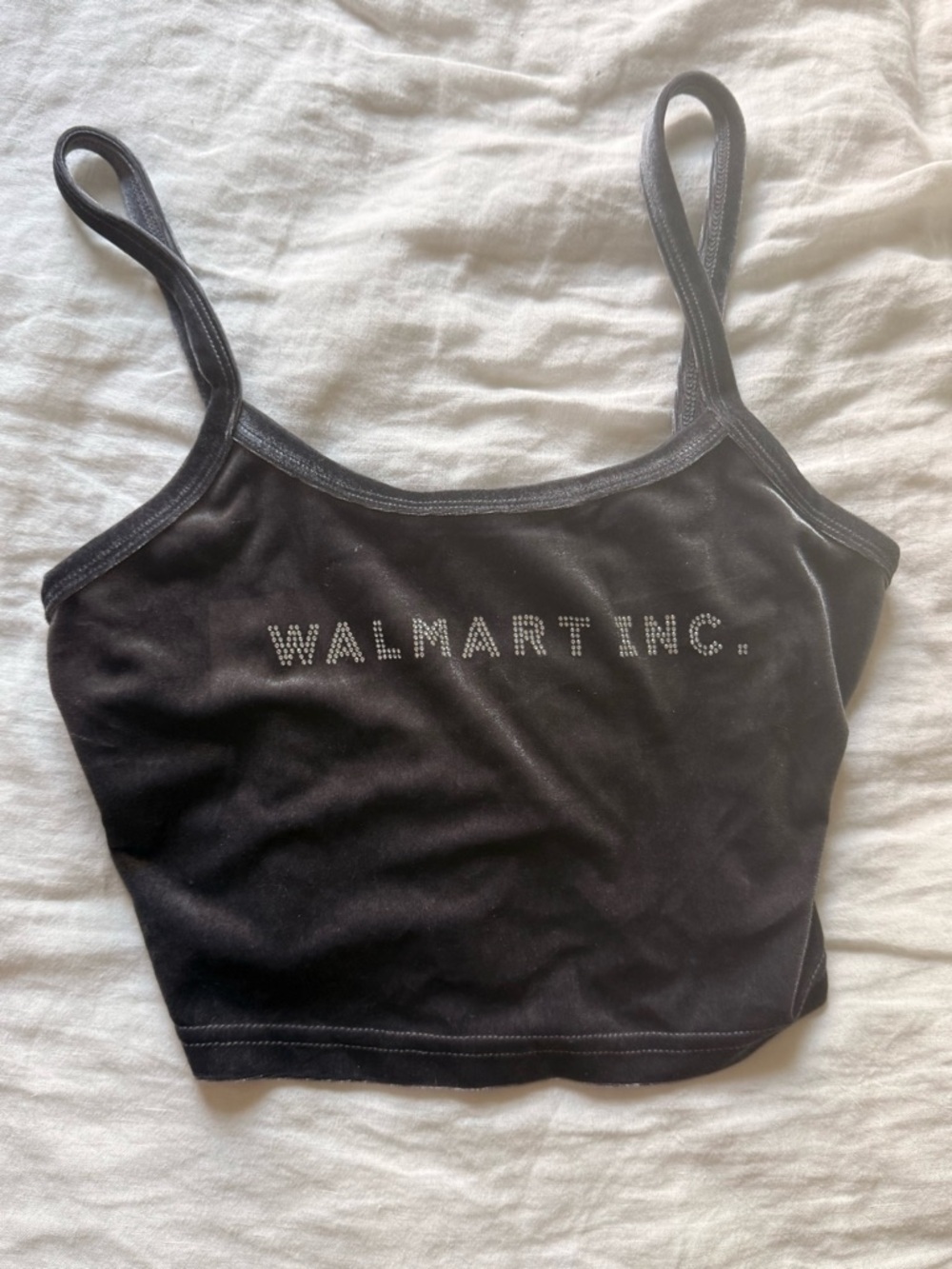 Fashion Brand Company WALMART INC. purple velour Logo Crop Tank